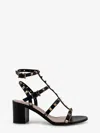 Valentino Rockstud Caged 60 Leather Ankle Strap Sandal In Black