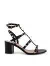 Valentino Rockstud Caged 60 Leather Ankle Strap Sandal In Black