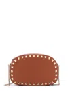 Valentino Rockstud Mini Grainy Leather Crossbody In Brown