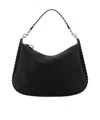 Valentino Garavani Black Leather Hobo Rockstud Shoulder Bag In Black