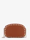 Valentino Rockstud Mini Grainy Leather Crossbody In Brown