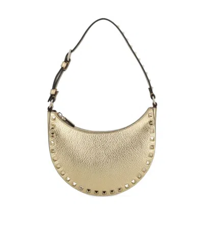 Valentino Garavani Rockstud Leather Shoulder Bag In Brown