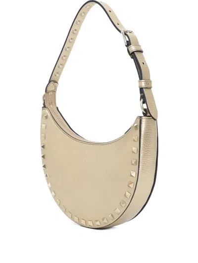 Valentino Garavani Rockstud Leather Shoulder Bag In Gold