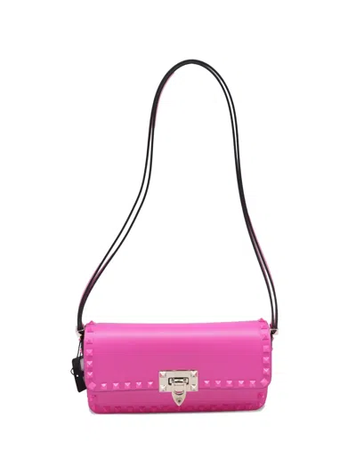 Pre-owned Valentino Garavani Rockstud Leather Shoulder Bag In Pink
