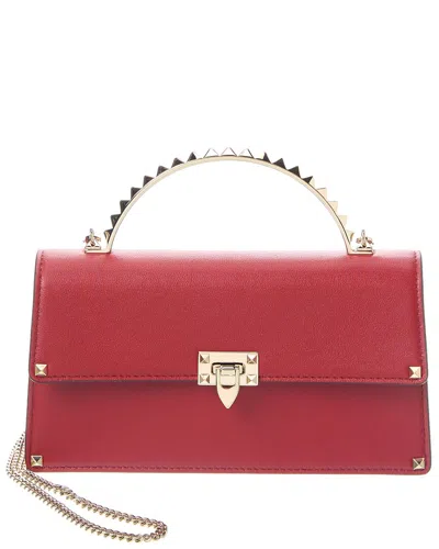 Valentino Garavani Valentino Rockstud Leather Shoulder Bag In Red