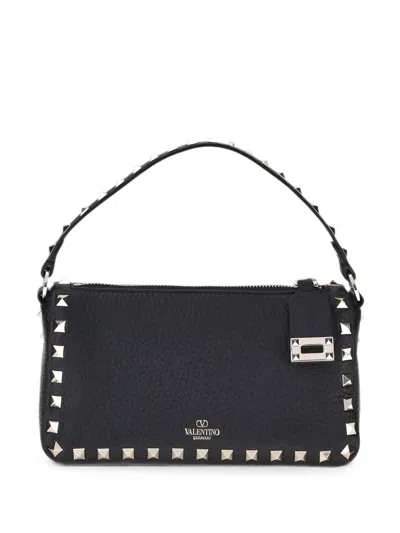 Valentino Garavani Valentino Rockstud Leather Shoulder Handbag In Black