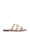 Valentino Brown Rockstud Leather Sandals