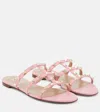 Valentino Rockstud Leather Slides In Pink