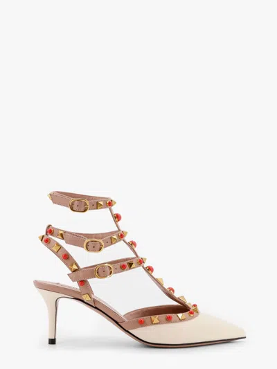 Valentino Garavani Rockstud Leather Slingback With Cabochon Stones
