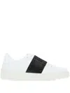 Valentino Garavani White Leather Rockstud Untitled Sneakers With Black Band In White