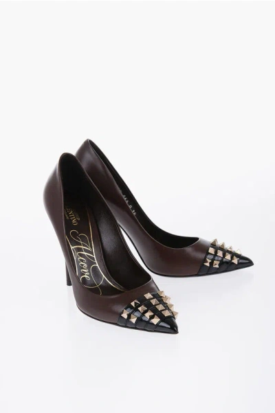 Valentino Garavani Rockstud Leather Studded Pumps Heel 12 Cm In Black