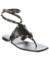 Valentino Rockstud Leather Thong Sandal In Black
