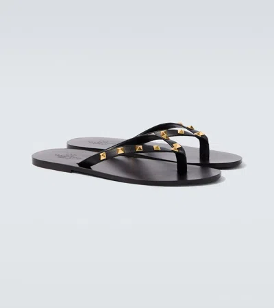 VALENTINO GARAVANI ROCKSTUD LEATHER THONG SANDALS