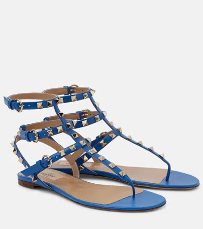 Valentino Garavani Sandalen Rockstud Aus Leder In Blau