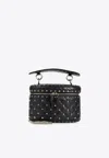 Valentino Garavani Black Quilted Leather Cylindrical Vanity Bag With Chain Women In Black