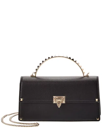 Valentino Garavani Valentino Rockstud Leather Top Handle Bag In Black