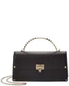 Valentino Rockstud Leather Top Handle Bag In Black