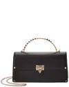 Valentino Rockstud Leather Top Handle Bag In Black