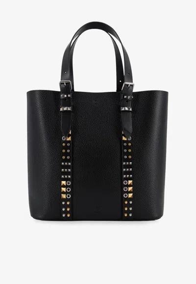 Valentino Garavani Rockstud Leather Tote Bag In Black