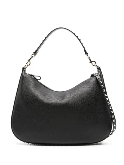 Valentino Garavani Rockstud Leather Shoulder Bag In Black