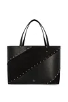 Valentino Large Rockstud Wispy Tote Bag In Black
