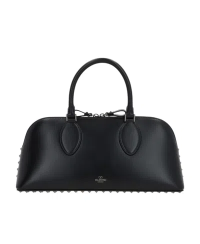 Valentino Garavani Rockstud Leather Tote Bag In Black