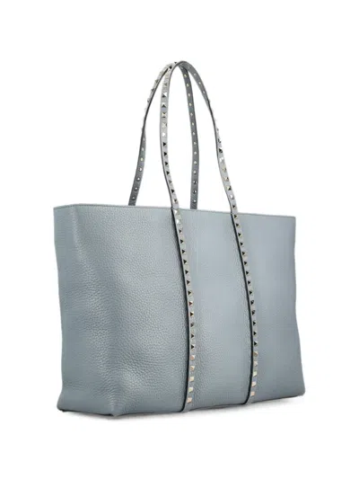 Valentino Garavani Rockstud Leather Tote Bag In Blue