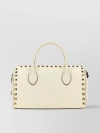 Valentino Women's Ivory Leather Rockstud Handbag In White