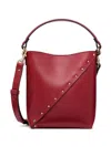 Valentino Rockstud Leather Tote Bag In Red