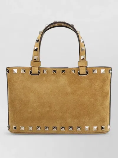 Valentino Garavani Rockstud Leather Tote Bag Wallet In Brown