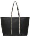 Valentino Rockstud Leather Tote Bag In Black
