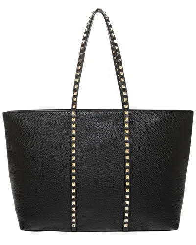 Valentino Garavani Rockstud Leather Tote Bag In Black
