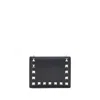 Valentino Bold Studded Leather Wallet With Textured Finish In Black