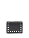 Valentino Rockstud Leather Wallet In Black
