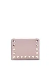 Valentino Rockstud Leather Wallet In Pink