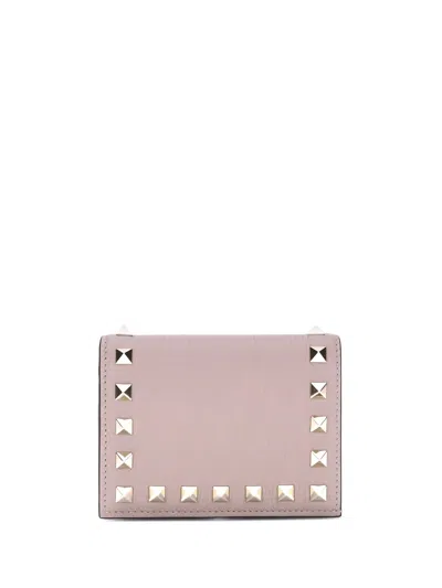 Valentino Garavani Rockstud Leather Wallet In Pink