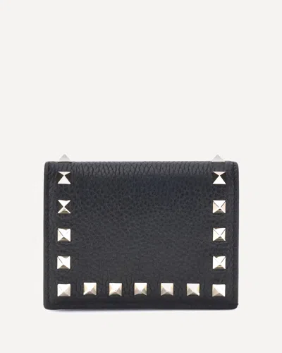 Valentino Garavani Rockstud Leather Wallet In Black