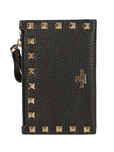 Valentino Garavani Rockstud Leather Wallet In Black