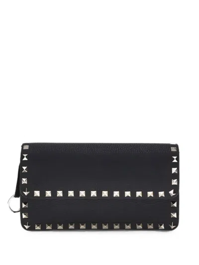 Valentino Garavani Rockstud Leather Wallet In Black