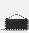 Valentino Rockstud Grainy Leather Wallet On Chain In Black