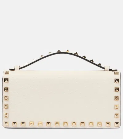 Valentino Garavani Rockstud Leather Wallet On Chain In White