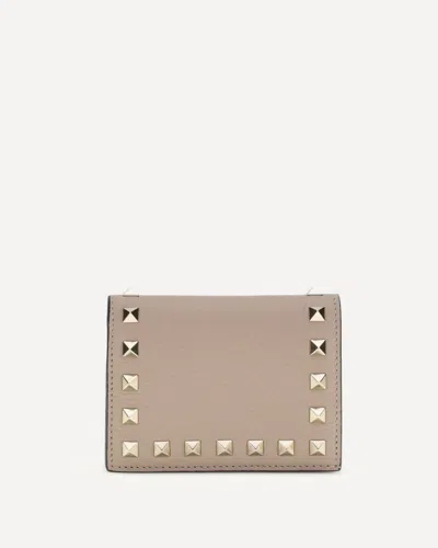 Valentino Garavani Rockstud Leather Wallet In Pink