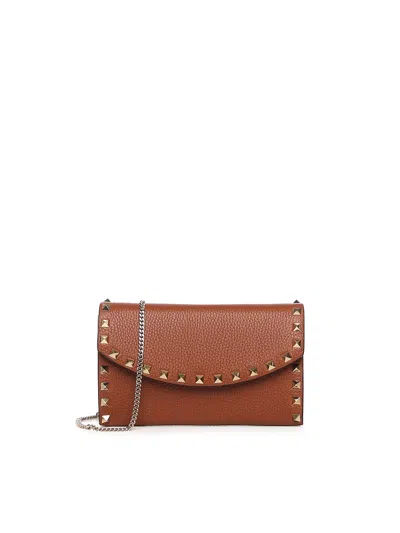 Valentino Garavani Rockstud Leather Wallet With Chain