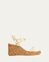 Valentino Rockstud 100 Leather Wedge Sandal In White