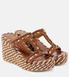 Valentino Espadrille-wedges Rockstud Aus Leder In Braun