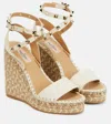 Valentino Rockstud 125 Grainy Leather Wedge Espadrille In Neutrals