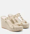 Valentino Leather Rockstud Wedge Sandals 90 In Neutral