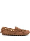 Valentino Women's Caramel Leather Plaster Caster Loafers In Braun