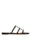 Valentino Rockstud Caged Leather Sandal In Black