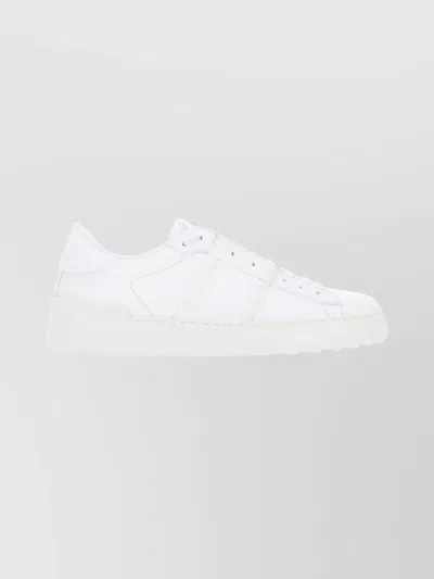 Valentino Garavani Rockstud Low-top Leather Sneakers In White
